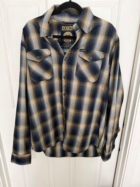 DIXXON Blue, Cream & Tan Plaid Long-Sleeve Button-Down Shirt